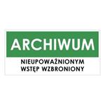 ARCHIWUM, zielony - płyta PVC 2 mm 190x90 mm