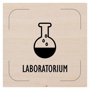 Ceduľka na dvere - Laboratórium - piktogram, drevená tabuľka, 80 x 80 mm