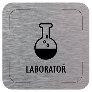 Ceduľka na dvere - Laboratórium - piktogram, hliníková tabuľka, 80 x 80 mm