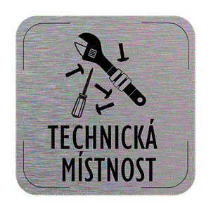 Ceduľka na dvere - Technická miestnosť - piktogram, hliníková tabuľka, 80 x 80 mm