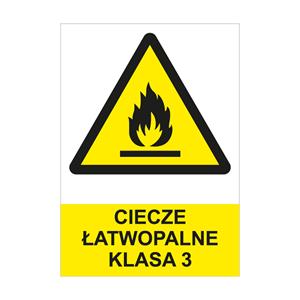 CIECZE ŁATWOPALNE KLASA 3 - znak BHP, naklejka A4