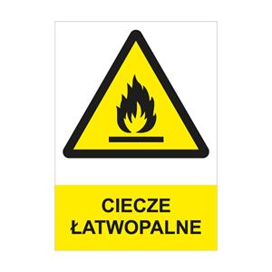 CIECZE ŁATWOPALNE - znak BHP, naklejka A4