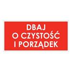 DBAJ O CZYSTOŚĆ I PORZĄDEK, płyta PVC 1 mm 190x90 mm