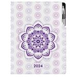 Diár DESIGN denný A4 2024 poľský - Mandala fialový