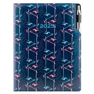 Diár DESIGN denný A4 2025 - modrá - Flamingo
