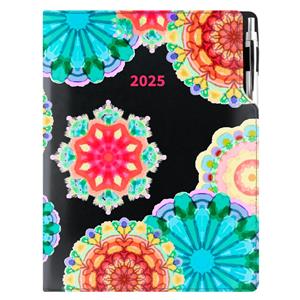 Diár DESIGN denný A4 2025 poľský - čierná - kaleidoskop