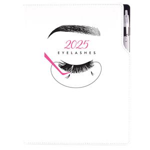 Diár DESIGN denný A4 2025 poľský - KOZMETICKÝ Eyelashes