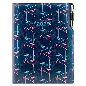 Diár DESIGN denný A4 2025 poľský - modrá - Flamingo