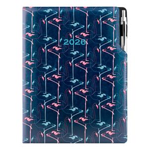 Diár DESIGN denný A4 2026 poľský - modrá - Flamingo