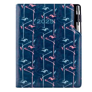 Diár DESIGN denný A5 2025 poľský - modrá - Flamingo