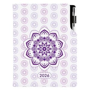 Diár DESIGN denný A5 2026 český - Mandala fialový