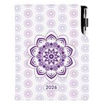 Diár DESIGN denný A5 2026 český - Mandala fialový