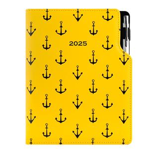 Diár DESIGN denný B6 2025 - žltá - námorník - kotvy