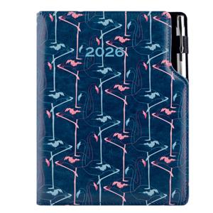 Diár DESIGN denný B6 2026 poľský - modrá - Flamingo