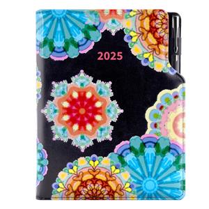 Diár DESIGN týždenný B5 2025 - čierna - kaleidoskop