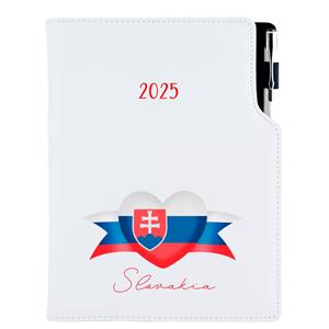 Diár DESIGN týždenný B5 2025 poľský - biela - Slovensko - vlajka