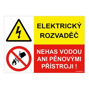 ELEKTRICKÝ ROZVADĚČ - NEHAS VODOU ANI PĚNOVÝMI PŘÍSTROJI, KOMBINACE, plast 1 mm, A5