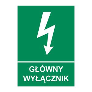 GŁÓWNY WYŁĄCZNIK, płyta PVC 2 mm, 210x297 mm