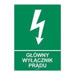 GŁÓWNY WYŁĄCZNIK PRĄDU, płyta PVC 2 mm z dziurkami, 148x210 mm