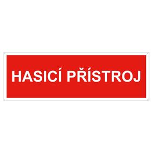 Hasicí přístroj text - bezpečnostní tabulka s dírkami, plast 2 mm 300x75 mm