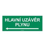 HLAVNÍ UZÁVĚR PLYNU VLEVO, Samolepka 210x80 mm