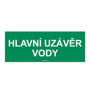 HLAVNÍ UZÁVĚR VODY, Samolepka 210x80 mm