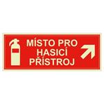 Místo pro hasicí přístroj - fotoluminiscenční tabulka, samolepka 210x80 mm