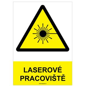 LASEROVÉ PRACOVIŠTĚ - bezpečnostní tabulka, samolepka A4