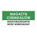 MAGAZYN CHEMIKALIÓW, zielony - naklejka 190x90 mm