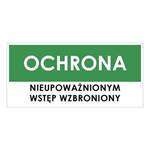 OCHRONA, zielony - płyta PVC 1 mm 190x90 mm