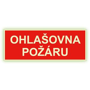 Ohlašovna požáru - fotoluminiscenční tabulka, plast 2 mm 210x80 mm