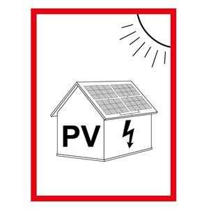 Označenie FVE na budove - PV symbol - bezpečnostná tabuľka, plast 2 mm 74 x 105 mm