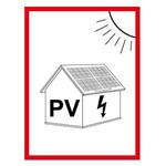 Označenie FVE na budove - PV symbol - bezpečnostná tabuľka, samolepka 74 x 105 mm