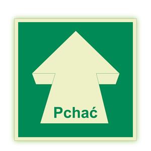 Pchać - fotoluminescencyjny znak, płyta PVC 1 mm 100x100 mm