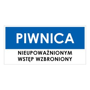 PIWNICA, niebieski - naklejka 190x90 mm