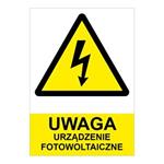 POZOR fotovoltaické zariadenie- bezpečnostná tabuľka, plast 2 mm (A4) 210 x 297 mm