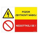 POZOR ZBYTKOVÝ NÁBOJ - NEDOTÝKEJ SE, KOMBINACE, plast 1 mm, A4