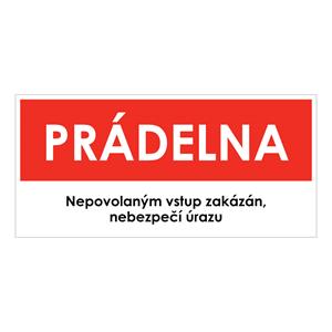 PRÁDELNA, červená, plast 2 mm 190x90 mm