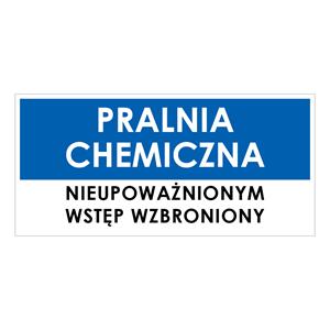 PRALNIA CHEMICZNA, niebieski - naklejka 190x90 mm