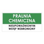 PRALNIA CHEMICZNA, zielony - naklejka 190x90 mm