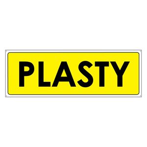 TŘÍDĚNÝ ODPAD - PLASTY, plast 2 mm s dírkami 290x100 mm