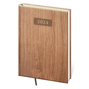 Týdenní diář A5 2024 Wood - světle hnědá