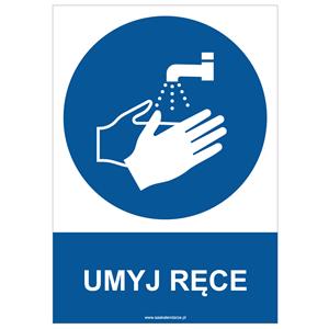 UMYJ RĘCE - znak BHP, płyta PVC A4, 2 mm