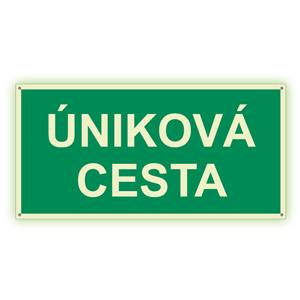 Úniková cesta - fotoluminiscenční tabulka s dírkami, plast 2 mm 200x100 mm