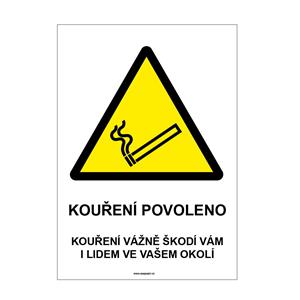 VÝSTRAHA - KOUŘENÍ POVOLENO, Samolepka A4