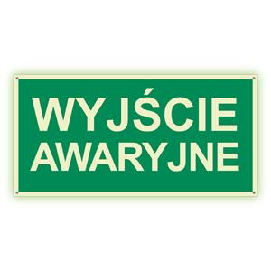 Wyjście awaryjne - fotoluminescencyjny znak z dziurkami, płyta PVC 2 mm 200x100 mm