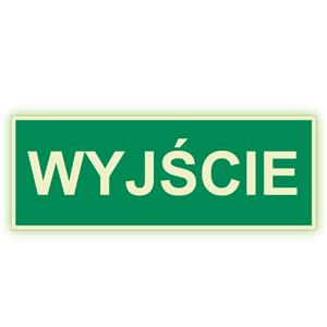 Wyjście - fotoluminescencyjny znak, płyta PVC 2 mm 200x75 mm