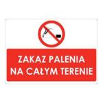 ZAKAZ PALENIA NA CAŁYM TERENIE, płyta PVC 2 mm z dziurkami, 297x210 mm