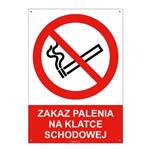 ZAKAZ PALENIA NA KLATCE SCHODOWEJ, płyta PVC 2 mm z dziurkami, 210x297 mm