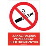 ZAKAZ PALENIA PAPIEROSÓW ELEKTRONICZNYCH - znak BHP, naklejka A4